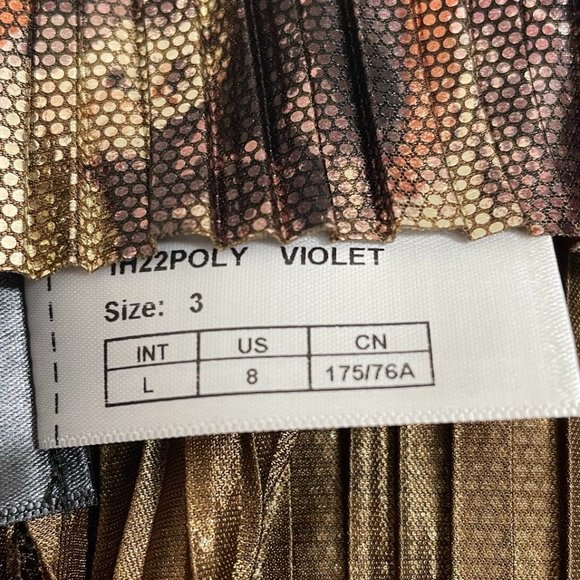 Ba&sh NEW Women's Metallic Poly Violet Tiered Pleated Midi Skirt Size 8 - Picture 12 of 16